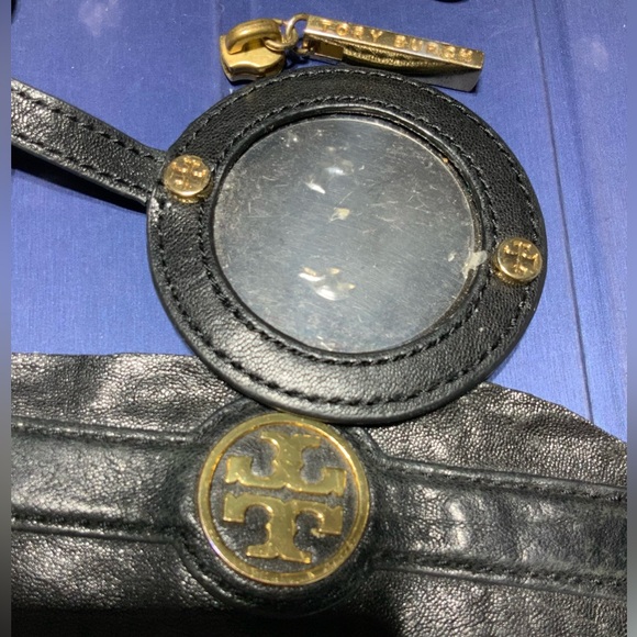 Tory Burch Leather Gold Tone Metal Parts, Zipper Pull, Mirror, T Plaque, Handles - Picture 4 of 7